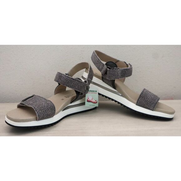Mephisto Women's Sz EUR 38 US 8 Gray Leather Jeanie Strappy Wedge Sandals - Picture 1 of 12